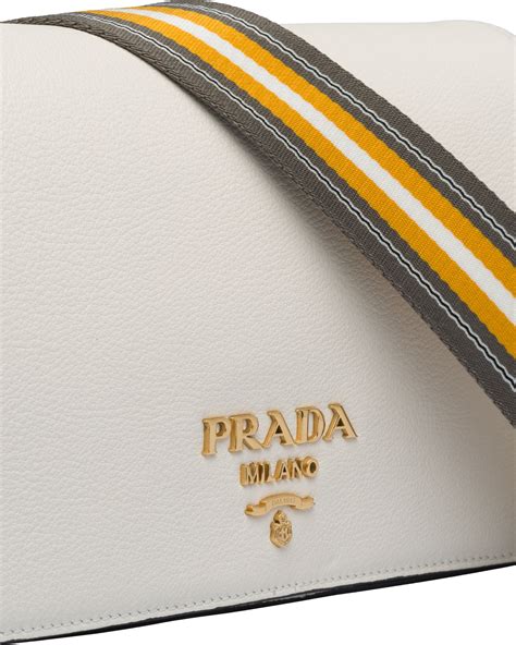 prada white bag leather|Prada medium shoulder leather bag.